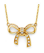 14K Yellow Gold &amp; Cubic Zirconia Ribbon Necklace - $6,232.68 MXN