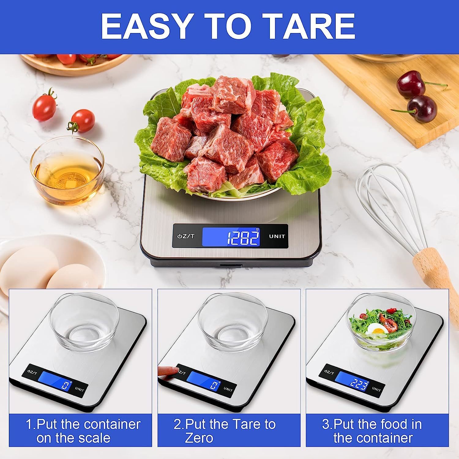 Digital Kitchen Food Diet Scale Multifunction Weight Balance 22lbs/1g  0.04Oz New