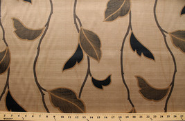 Home Decor Leaves Leaf Vines Tan Linen-Look Decorator Fabric by the Yard D791.42 - £7.95 GBP