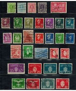 NORWAY Used lot of 32 stamps Postage &amp; Official (1922-1952) - $6.30