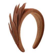 Feather Fascinator Women Girls Brown Headband with Goose Feather Classic Velvet  - £24.01 GBP
