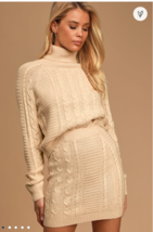 Lulus in the Cards Beige Cable Knit Two-Piece Sweater Dress, Size Medium - £47.40 GBP