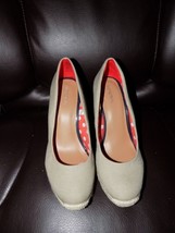 Merona Beige Canvas Sisal Wedge Shoes Size 7 Women&#39;s EUC - £19.52 GBP