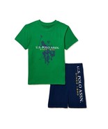 NWT Sz 10 12 U.S. Polo Assn. Kids Pajama Set Top Shorts Boy Girl Green Navy - £13.42 GBP