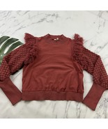 Dolan Anthropologie Fringe Trim Sweater Size XL Cocoa Red Balloon Sleeve... - $45.53