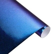 30x100cm Chame Glitter Vinyl Sticker Dark Blue to Purple  Car Wrap Film  Automob - £73.86 GBP