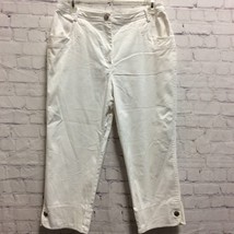 Erin London Womens Capri Pants Solid White Stretch Denim Button Cuffs Ca... - $6.55
