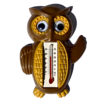 Vintage Arjon Googly Eyes Owl Thermometer Plastic Refrigerator Magnet Works - £7.82 GBP
