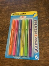 PaperMate Intro Vivid Colors 6 Pack Highlighters Multicolor Chisel Tip Clip New - £18.99 GBP