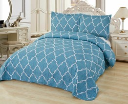 3 Pc. Super Soft Queen Pre-Washed Quilt Set,Quilted Bedspread Coverlet (Selina) - £47.13 GBP