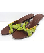 DONALD J PLINER Sandles Womens 8 N Knot Tie Dye Heels Open Toe Shoes Green Brown - £58.65 GBP
