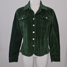 Live A Little Green Corduroy Jacket Cropped Y2K Juniors Medium Button Front READ - £19.31 GBP
