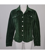 Live A Little Green Corduroy Jacket Cropped Y2K Juniors Medium Button Fr... - £19.42 GBP
