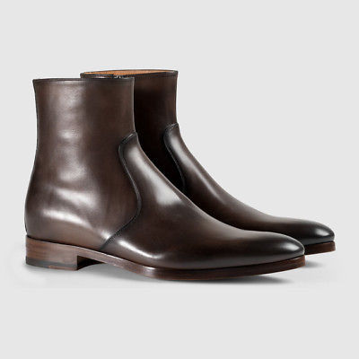 Men Chelsea Casual Brown Leather Ankle Zipper Boots,Ankle Jodhpur Boots 2019