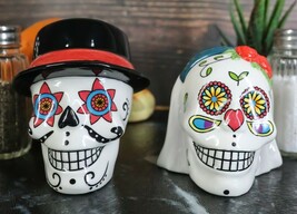 Bridal Wedding Couple Sugar Skulls Day Of The Dead Salt And Pepper Shake... - $318.91 MXN