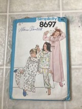 Vintage 1978 Simplicity Sewing Pattern Girls’ Robe Nightgown Pajamas 8697 Sz 12 - £12.87 GBP