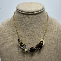 Vintage Mid-Century Buffalo Horn Tribal Beaded Necklace - £17.95 GBP