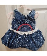 Vintage 80s Baby Girls Sleeveless Acid Wash Jean Dress with White Lace S... - $102.17 CAD
