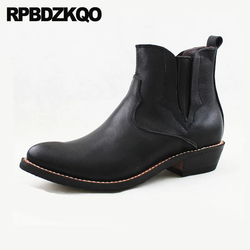 Full Grain Plus Size girl boy Pointed Toe Boots Goodyear Welted Western Ankle Me - $156.29