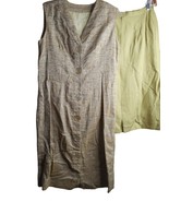 Vintage 1960s 1970s Handmade Long Vest Dress Skirt 2 piece Green Sleeveless - $599.32 MXN