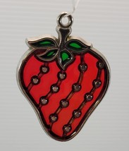 MM) Vintage Suncatcher Stained Acrylic Glass Strawberry Hanging Ornament - $9.89