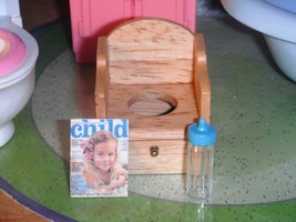 Vintage Wooden Potty Training Toilet Magazine fits Loving Family Dollhouse Dolls - £5.41 GBP