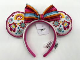 Disney Parks Epcot Mexico Pavilion Flower Minnie Mouse White Ears Headband 2022 - £39.56 GBP