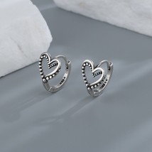 CIAXY Silver Color Hollow Heart-shaped Earrings for Women Asymmetric Double Love - £10.50 GBP