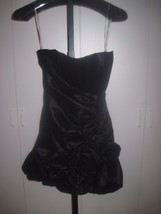 XXI LADIES BLACK STRAPLESS STRETCH MINI-DRESS-JR L-NWT-LG ROSETTES-RUCHE... - $11.29