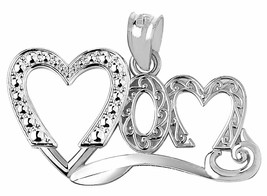 925 Sterling Silver Mom Fancy Double Hearts Pendant Necklace Mother&#39;s Day Gifts - £25.32 GBP+