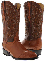 Mens Cognac Western Wear Cowboy Boots Real Ostrich Skin J Toe Botas Rancho - £144.66 GBP