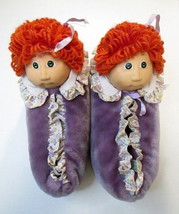 Vtg Cabbage Patch Kids Slippers Size 7-8 1984 Purple Red Hair Doll Korea  - $39.99