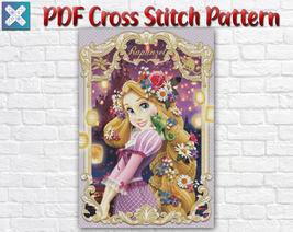 Disney Cute Princess Rapunzel Counted PDF Cross Stitch Pattern Needlework DMC - £3.93 GBP