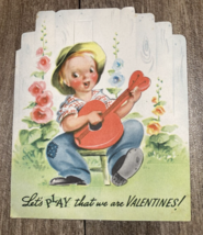 Vintage Valentine Boy Singing w Banjo 1930s Golden Bell - £4.77 GBP