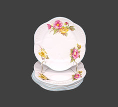 Six Shelley Begonia bone china bread plates. Dainty shape made in England. - $133.00