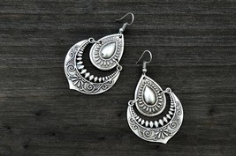 Silver Gypsy Drop Earrings, Boho Vintage Dangle Earrings, Turkish Jewelry - £12.53 GBP