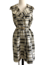Vintage Mod Dress Mister Robert 1960s Metallic Gold Black  Graphc Plaid S=M - $2,352.09 MXN