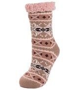 Muk Luks Rose and Brown Snowflake Cabin Socks Women L/XL Winter Slipper ... - $321.94 MXN