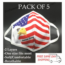 5 PACK / Pcs American Eagle Flag/American Strong Fashion Face Mask Adult... - £8.87 GBP