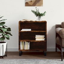 Industrial Rustic Smoked Oak Wooden 3-Tier Bookcase Open Shelving Storage Unit - £54.12 GBP