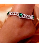 Rhinestone Ankle Green Love Anklets For Women Men Bracelet Hip Hop Heart... - £17.30 GBP