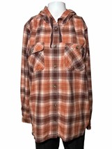 Carhartt Womens XL 16/18 Orange Flannel Outdoor Long Sleeve Shirt Hoodie - AC - £15.80 GBP