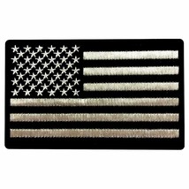 Shiny Silver Thread American USA Flag Iron-On Sew on Patch [5.0 X 3.0 F-9] - £8.11 GBP
