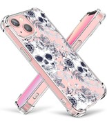 iPhone 13 (6.1 in) Sugar Skull Clear Case Black &amp; White Cute Slim Heavy ... - £3.91 GBP