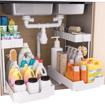 2-Tier under Sink Organizer and Storage 2 Pack Sliding L-Shape under Bat... - €51,84 EUR