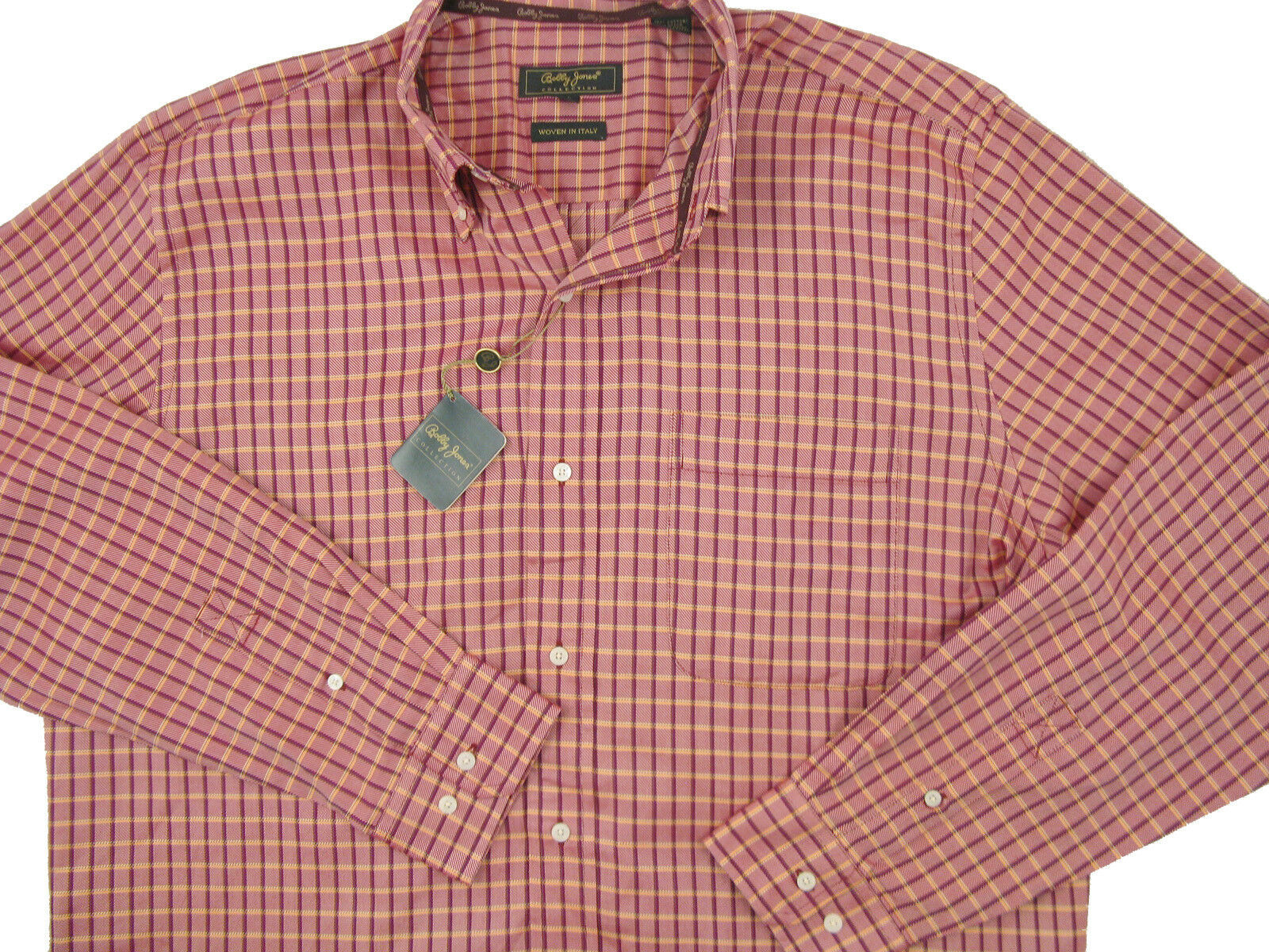 NEW $185 Bobby Jones Collection Shirt!  L   *Italian Fabric*  *Red Plaid* - $49.99