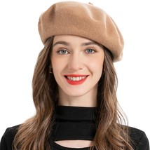 Wool Beret Hat Classic Solid Color French Beret For Women (Camel) - £24.03 GBP