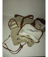 Claire&#39;s Leather &amp; Striped Canvas Backpack Napsack,3 pouches,magnet &amp; sn... - €26,43 EUR