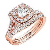 2ct Simulé Fiançailles Diamant Mariage Double Halo Bague Parure 925 Argent - £116.81 GBP
