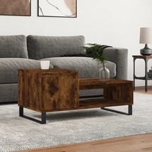 Industrial Rustic Smoked Oak Wooden Living Room Coffee Table With Storage Shelf - £76.51 GBP